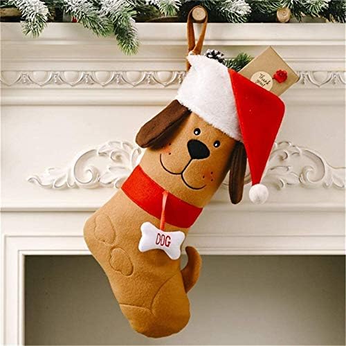 HUANGXING - גרבי חג המולד אח כלב מחמד אח תליה קישוטי גרב קטיפה אדומה למשפחה חוגגים עונת חג תפאורה עצמות כלב