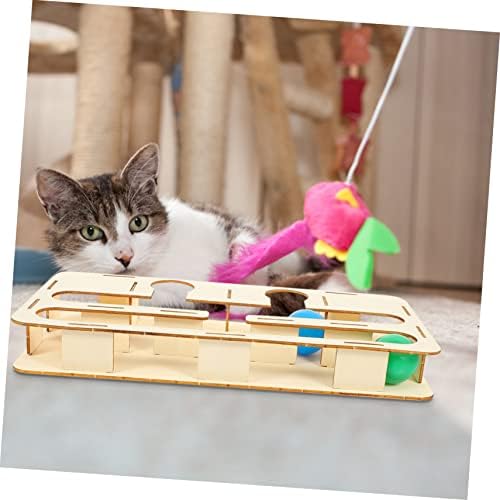 MIPCase 4 Sets Cat Toy צעצועים מעץ מעץ מקורה מחזה מעץ חידה מעץ חתול פינוק חתול צעצוע מפעיל צעצוע מצחיק מסלול