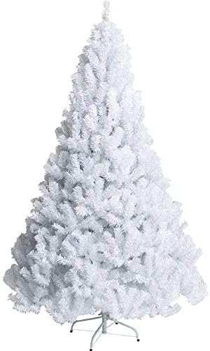 Dulplay 6.8ft Artificial Christman עץ אורן עץ צירים קלאסי עם רגלי מתכת מוצקות מושלמות לקישוט חג חיצוני מקורה-לבן 6.8ft
