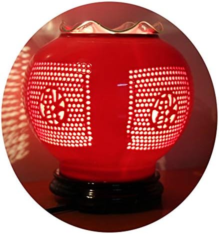 RXBFD קרמיקה אלקטרונית ארומתרפיה מנורת שמן אתרי מפזר ניחוח בית חדר שינה מיטה מיטה רומנטית סלון יופי חלול מנורה