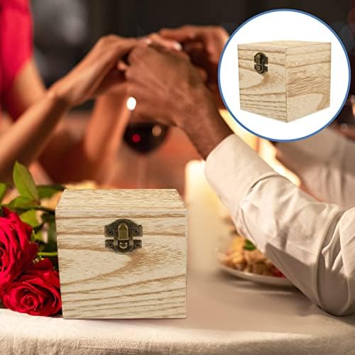 קישוטים של ארונות קאבילוק קופסת עץ קופסת עץ קופסת אורן רגילה 4 יחידות קופסת אחסון מעץ עם מכסה מנעול מכסה עץ