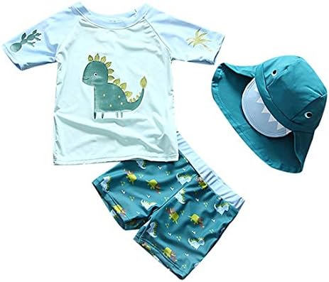 תינוקות פעוטות נערים שני חלקים בגד ים בגדי ים בגדי ים בגדי ים שומרי פריחה עם כובע UPF 50+