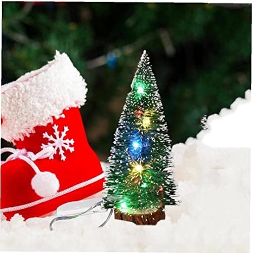 עץ חג המולד מיני עם אורות פיות LED קישוט עץ כפור מלאכותי לחג המולד למשרד לחג המולד