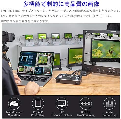 FeelWorld Live Pro L1 מתג וידאו Multicamera עם תצוגת TFT בגודל 2 אינץ '4 x HDMI כניסות ייצור רב-פורמטי USB3.0 סטרימינג חי