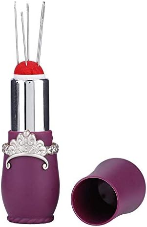 מחטי אופנה היליטנד כרית כרית שפתון כריות סיכות בצורת שפתון מחט מחט ניידות מחזיק סיכה תפירה עם 5 יחידות מחטים לכלי