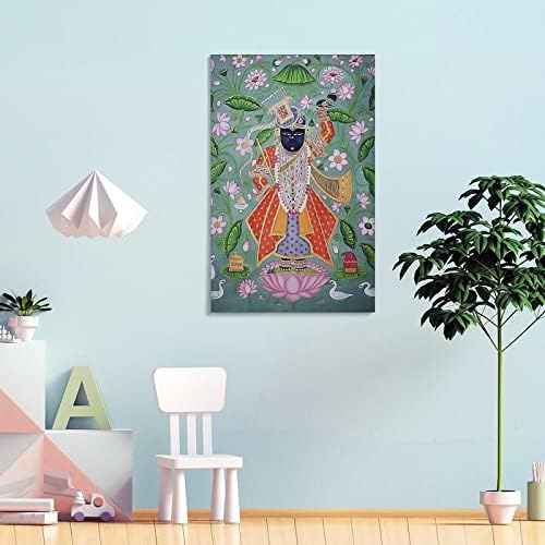 Bludgug Shreenathji Pichwai Folk Folk Poster Poster Posters Positions and Prints תמונות אמנות קיר לסלון עיצוב