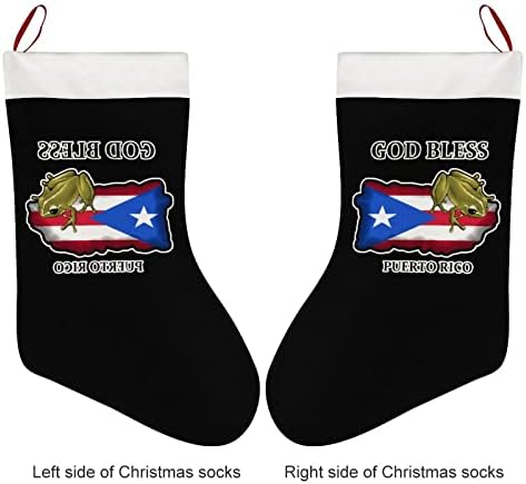 אלוהים יברך את פוארטו ריקו גרב חג המולד קצר קטיפה חג המולד גרביים תלויים קישוט לעץ חג המולד קישוט אח 26x42 סמ
