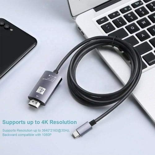 כבל לקריקט חלום 5G - כבל SmartDisplay - USB Type -C עד HDMI, כבל USB C/HDMI לקריקט חלום 5G - סילון שחור
