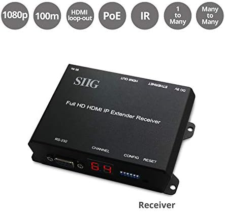 SIIG 1080P HDMI Extender Over IP עם IR, RS -232, LOOP OUT מקומי - RX, קבל HDMI מעל מתג רשת POE, MATRIX ניתן להגדרה,