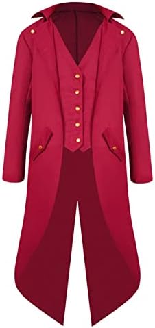 מעיל זנב של Hariumiu Gentleman צבע אחיד שרוולים ארוכים עם הלבשה חיצונית גותית מעיל טוקסידו מפוצל חזה חזה יחיד עבור ליל כל הקדושים