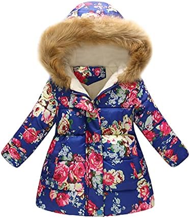 KONFA פעוטות פעוטות תינוקות בנות בנים בגדים חמים חורפים, מעיל רוח של מעיל כותנה עם פרווה, ילדים, לילדים עבה נמר הדפס שלג