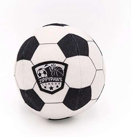 Zippypaws Sportsballz - צעצוע כלב כדורגל כדורגל קטיפה, כדורים חורקים רכים לכלבים, גור גורים מקורה וחיצוני להביא צעצוע