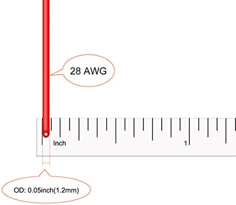 חוט סיליקון UXCELL 28 AWG גמישים במיוחד גמישים 600 וולט חוט חשמלי של חוט נחושת משומר 16 רגל אדום שחור