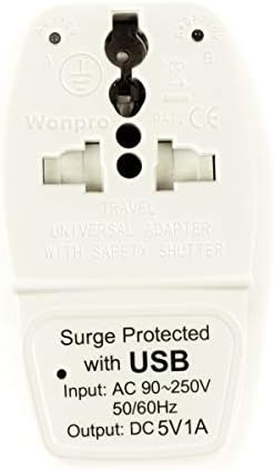 OREI 3 ב 1 תקע מתאם נסיעות בבריטניה עם USB והגנה על מתח ו- 3 ב 1 תקע מתאם נסיעות של Schuko עם USB והגנה על נחשול