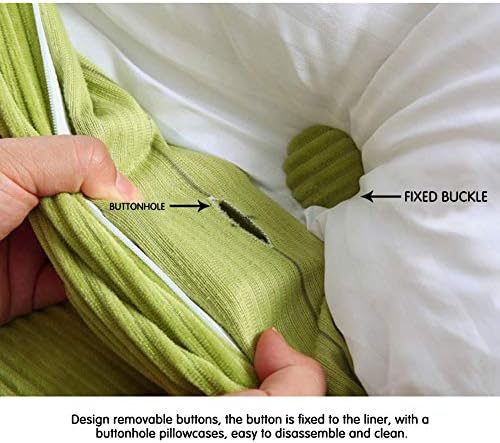 כרית קריאה משולשת משולשת גדולה עם כרית, משענת ראש מיקום תמיכה בקריאת כרית טריז ליום מיטת קומותיים נשלפת-כיסוי-ירוק 100x50x20
