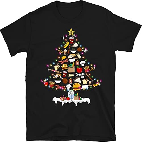 חולצת עץ חג המולד גברת ארוחת צהריים מובלה, חולצת צוות קפיטריה לחג המולד שמח, חולצת גברת ארוחת צהריים לחג המולד,