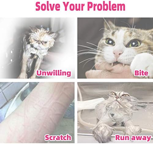 תיק רחצה לחתול גאפזר, רשת לנשימה מתכווננת נגד נשיכה וריסון שריטות תיק טיפוח גור קיטי למקלחת החתול, חיתוך ציפורניים