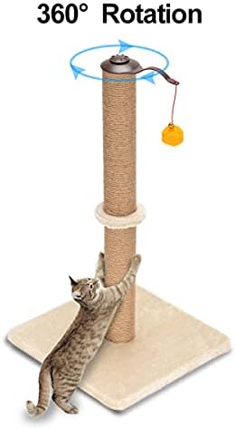 26 360 ° סיבוב מטפסים מחזיק מגדל מגדל חתול חתול חתול מגרד סיסל פוסט עץ טפס מגדל בז 'עם שני צעצועים