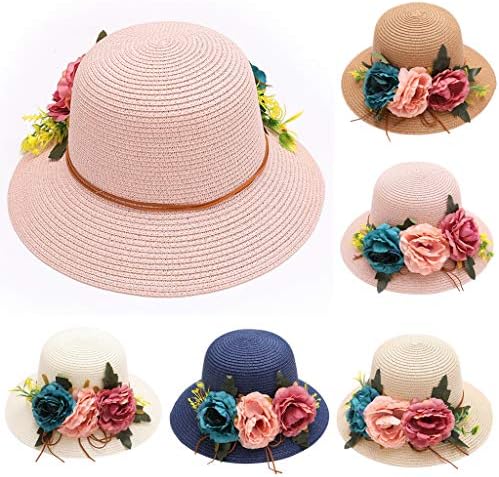 נשים כובע קש לשמש כובע פרחים צבעוני מוצק קל משקל קל משקל קלאסי כובע כלה כלה