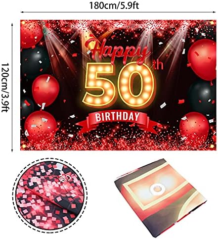 שמח 50 יום הולדת באנר רקע אדום ושחור 50 שנים ישן רקע יום הולדת קישוטי עבור נשים גברים צילום ספקי צד גליטר