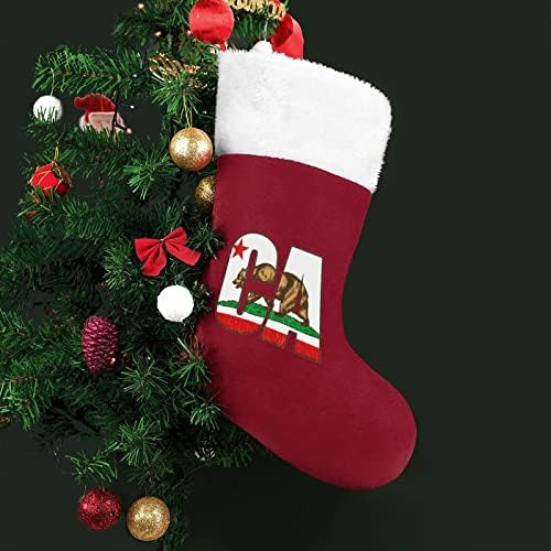 דגל דוב קליפורניה המותאם אישית לגרבי חג מגרש חג המולד קישוטי עץ חג המולד