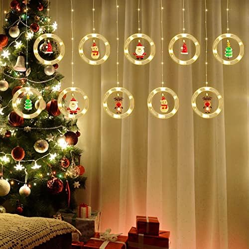 אורות חג מולד, קישודים באורך 9.84 רגל אור פיות עם 10 אורות עגולים ו 125 נורות מיתר LED נצנוץ לעץ חג המולד, חדר שינה, מסיבה,