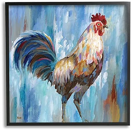 תעשיות סטופל חוות תרנגולת חווה ציור עכשווי ציפור קאנטרי בוקר, שתוכננה על ידי נאן שחור ממוסגר קיר אמנות, 12 x 12, רב