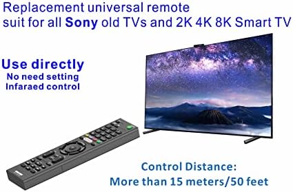 הוחלף מרחוק עבור RMT-TX100U CompTaible עם כל Sony Bravia LCD LED HD TVS חכם, עם כפתור Netflix （אין בקרה קולית ant