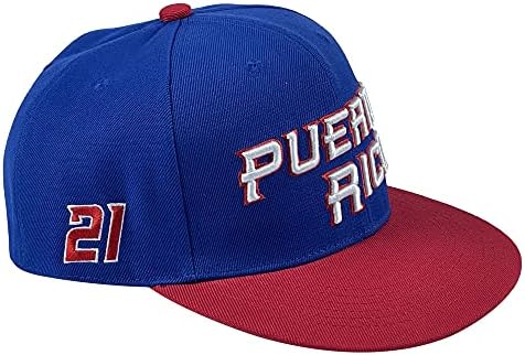 קאליד פורטו ריקו מתכוונן בייסבול כובע 21 רוברטו קלמנטה עולם משחק קלאסי סנאפבק בייסבול כובע רקום, כחול, 7-7 58