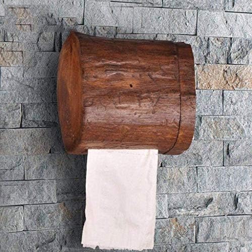 מחזיק נייר מעץ KLHHHG ， קיר אמבטיה ביתיים תלויים באסלה גליל נייר אחסון מתלה קופסת רקמות קופסה ביתית