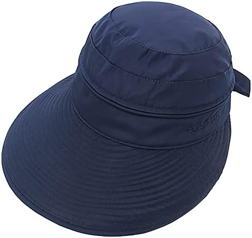כובע שמש רחב שוליים, 2 ב 1 מיקוד הגנה על UV הגנה על חוף קיץ כובע מגן חוף כובע גולף גולף מתקפל כובע מגן גולף
