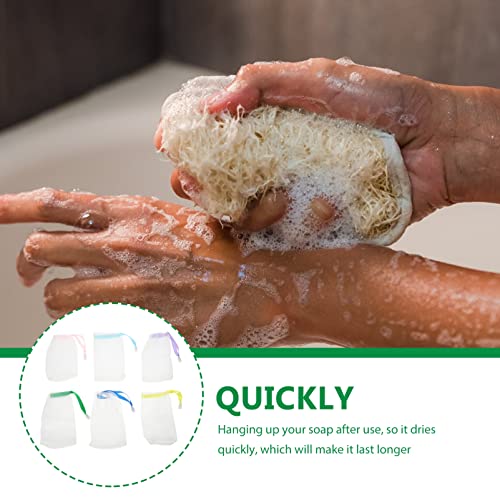 20 יחידות רשת סבון תיק רשת קצף נטו סבון שק שקיות סבון בעבודת יד סבון בועת רשת נטו שקיות עם שרוך עבור מקלחת אמבטיה רשת שקיות