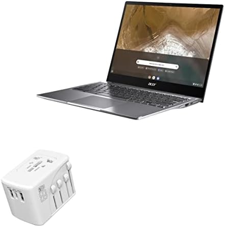 מטען גלי Box התואם ל- Acer Chromebook ספין 713 - מטען קיר PD בינלאומי, 3 מתאם מטען בינלאומי USB וממיר - Winter White