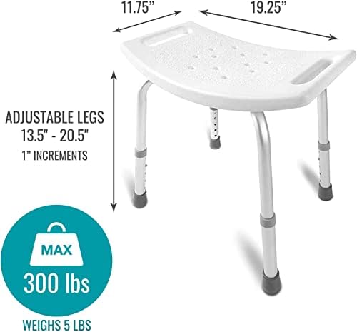 מושב אמבטיה של כיסא מקלחת DMI לאמבטיה או ספסל מקלחת למקלחת פנימית, עשוי מאלומיניום ללא החלקה עם מושב פלסטיק,