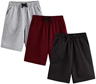 Oyoangelly Boy 3 חבילות שרוך המותניים המותניים המותניים מכנסיים קצרים של מכנסי כושר אתלטים מכנסיים קצרים