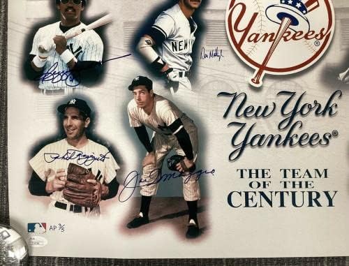 JOE DIMAGGIO חתום תמונה 20x24 NY Yankees R Jackson Berra +5 חתימה HOF JSA - תמונות MLB עם חתימה