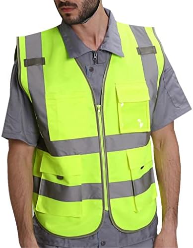 PDGJG גברים בטיחות גבוהה עבודות אפוד אפוד בגדי עבודה בטיחות