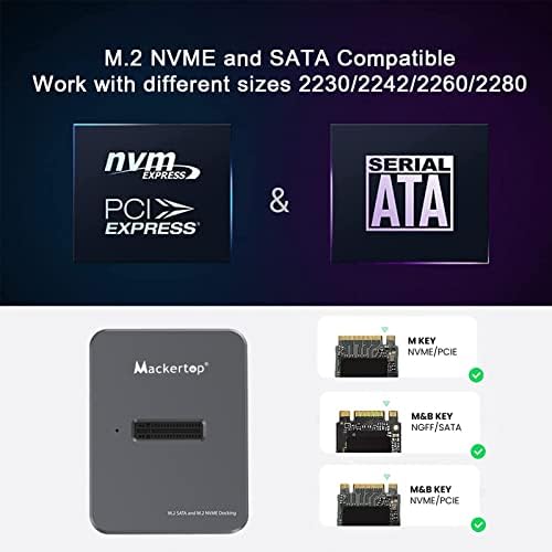 Mackertop M. 2 NVMe & SATA-USB C תחנת עגינה, סגסוגת אלומיניום מ 2 SSD ל-USB C הקורא מתאם עבור 2280 2260 2242 2230 המתחם, מתאים