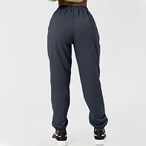 מכנסי טרנינג נשים אימון מותניים גבוהים מכנסי רץ מכנסיים רגועים בכושר מכנסיים חמים צמר מכנסיים תחתונים סינץ '.