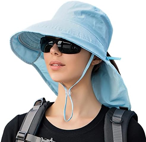 נשים כובעי שמש הגנה על UV רחבה שולי קוקו מתקפלים כובעי חוף עם כיסוי צוואר לגינון