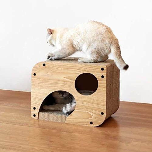 חתול בית עץ חתול דירה חתול מיטה עם חתול מגרד לוח יצירתי עשה זאת בעצמך לחיות מחמד של עץ חור צורת קן בית אנכי קשקשים עמיד