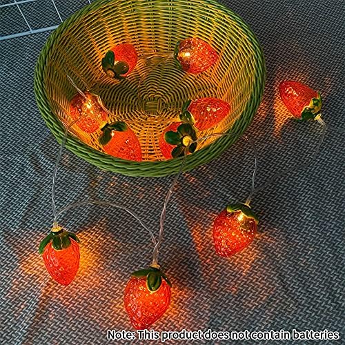 אורות מחרוזת פירות לבורטויג, 10 לד 1.5 מ ' אורות מחרוזת תות תות מנורת תות המופעלת באמצעות סוללה אורות מחרוזת תפאורה