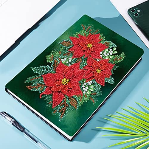 מחברת DIY 5D עם ציור יהלומים אמנות פרחים אדומים כיסוי Crystal Cross Stitch ערכות יהלומים מיוחד בצורת מיוחד כתיבת ספר