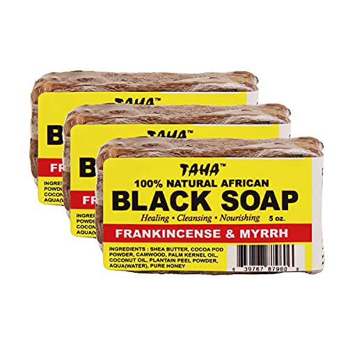טאהה אפריקאי שחור סבון בר, אורגני &מגבר; טבעי, מרגיע &מגבר; לחות, ניקוי בריא – נהדר עבור פגמים, אקנה, קרקפת יבשה,