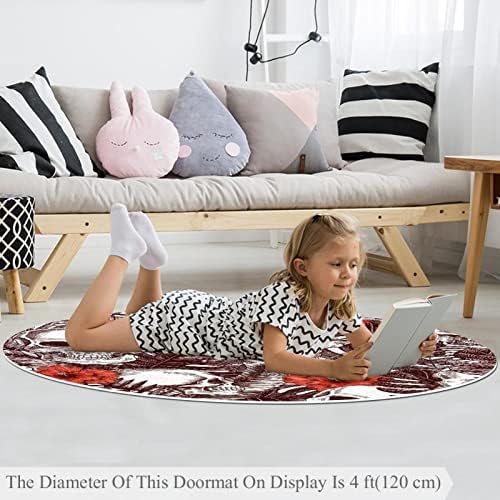Llnsupply ילדים שטיח 5 רגל שטיחים באזור עגול גדול לבנות בנים תינוקות - שלדים, עיצוב בית מתקפל משחק מחצלת מחצלת