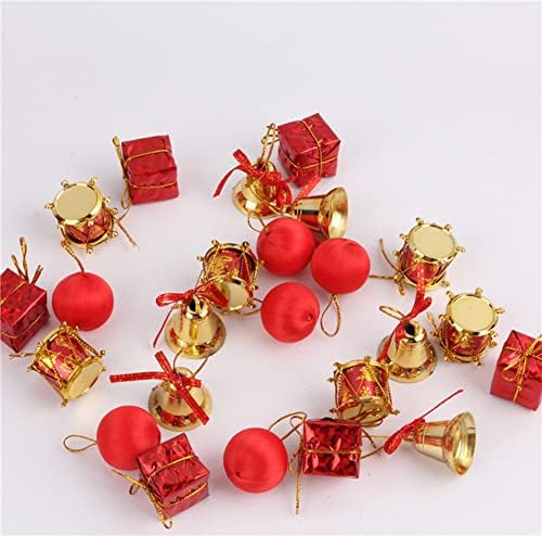 קישוטי עץ חג המולד של 24 יחידות, קישוטים לעץ חג המולד של חג המולד הזהב אדום זהב אדום עם חבל תלייה, קישוטים לחג המולד