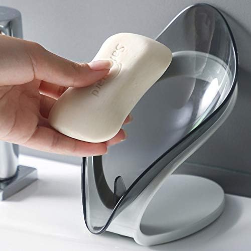 KOQWS סבון עלים מוט ניקוז טואלט ניקוז חינם אגרוף מדף סבון סבון סבון קופסת סבון שקופה אפור