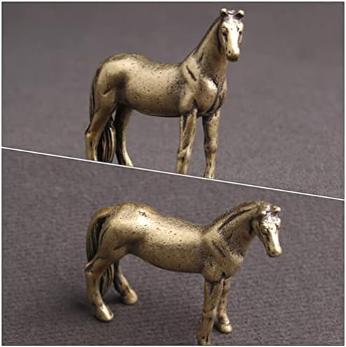 Wakauto פליז פליז סוס רטרו מתכת פסלוני בעלי חיים תה חיית מחמד פנג שואי סוס שולחן שולחן שולחן קישוט פסלונים אספניים