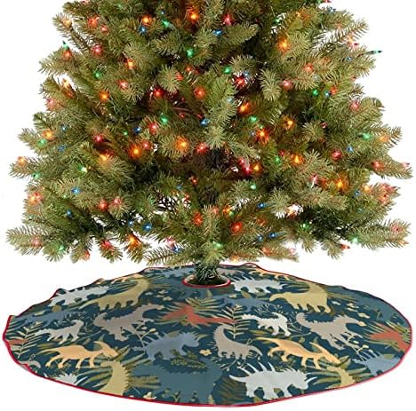 דינוזאורים צבעוניים דפוס עץ חג המולד חצאית תחרה קישוטי חג המולד חג המולד עץ עץ מחצלת קישוט חג