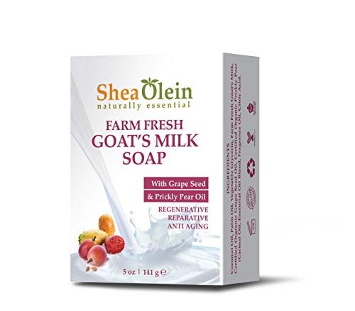 סבון חלב עיזים טרי משק חיוני טבעי עם זרעי ענבים ושמן אגס עוקצני